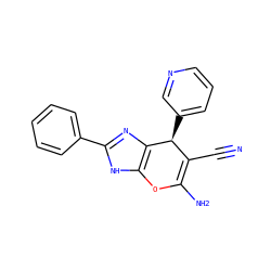 N#CC1=C(N)Oc2[nH]c(-c3ccccc3)nc2[C@H]1c1cccnc1 ZINC000005066832