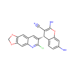 N#CC1=C(N)Oc2cc(N)ccc2[C@@H]1c1cc2cc3c(cc2nc1Cl)OCO3 ZINC000000933856