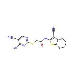 N#CC1=C(NC(=O)CSc2ncc(C#N)c(N)n2)S[C@H]2CCCC[C@@H]12 ZINC000045370251