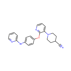 N#CC1CCN(c2cccnc2Oc2ccc(Nc3ccccn3)cc2)CC1 ZINC000138921130