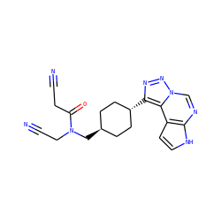 N#CCC(=O)N(CC#N)C[C@H]1CC[C@H](c2nnn3cnc4[nH]ccc4c23)CC1 ZINC001772581758