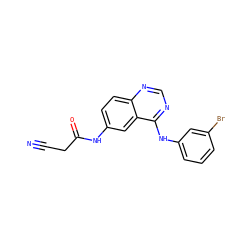 N#CCC(=O)Nc1ccc2ncnc(Nc3cccc(Br)c3)c2c1 ZINC000045349211