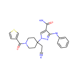 N#CCC1(n2cc(C(N)=O)c(Nc3ccccc3)n2)CCN(C(=O)c2ccsc2)CC1 ZINC000222086149