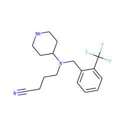 N#CCCCN(Cc1ccccc1C(F)(F)F)C1CCNCC1 ZINC000036093185