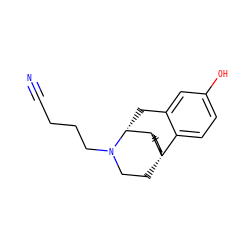 N#CCCCN1CC[C@@]23CCCC[C@H]2[C@H]1Cc1cc(O)ccc13 ZINC000100895313