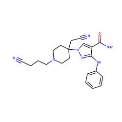 N#CCCCN1CCC(CC#N)(n2cc(C(N)=O)c(Nc3ccccc3)n2)CC1 ZINC000222072143