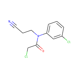 N#CCCN(C(=O)CCl)c1cccc(Cl)c1 ZINC000003457878