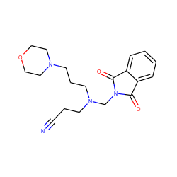 N#CCCN(CCCN1CCOCC1)CN1C(=O)c2ccccc2C1=O ZINC000027440054