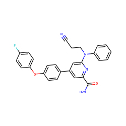 N#CCCN(c1ccccc1)c1cc(-c2ccc(Oc3ccc(F)cc3)cc2)cc(C(N)=O)n1 ZINC000114591683