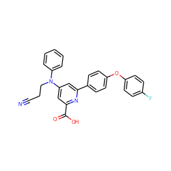 N#CCCN(c1ccccc1)c1cc(C(=O)O)nc(-c2ccc(Oc3ccc(F)cc3)cc2)c1 ZINC000114592298