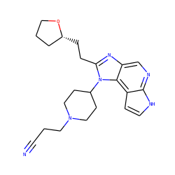 N#CCCN1CCC(n2c(CC[C@@H]3CCCO3)nc3cnc4[nH]ccc4c32)CC1 ZINC000095559481