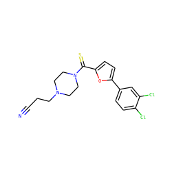 N#CCCN1CCN(C(=S)c2ccc(-c3ccc(Cl)c(Cl)c3)o2)CC1 ZINC000019863720