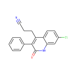 N#CCCc1c(-c2ccccc2)c(=O)[nH]c2cc(Cl)ccc12 ZINC000013761250
