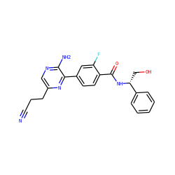 N#CCCc1cnc(N)c(-c2ccc(C(=O)N[C@H](CO)c3ccccc3)c(F)c2)n1 ZINC001772589307