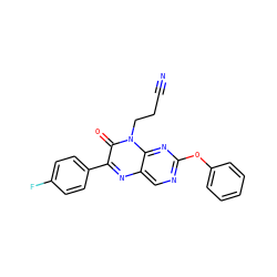 N#CCCn1c(=O)c(-c2ccc(F)cc2)nc2cnc(Oc3ccccc3)nc21 ZINC000004238253