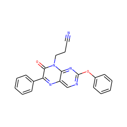 N#CCCn1c(=O)c(-c2ccccc2)nc2cnc(Oc3ccccc3)nc21 ZINC000004238237