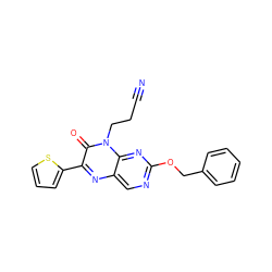 N#CCCn1c(=O)c(-c2cccs2)nc2cnc(OCc3ccccc3)nc21 ZINC000004238392