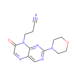 N#CCCn1c(=O)cnc2cnc(N3CCOCC3)nc21 ZINC000004238263