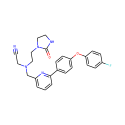 N#CCN(CCN1CCNC1=O)Cc1cccc(-c2ccc(Oc3ccc(F)cc3)cc2)n1 ZINC000114591459