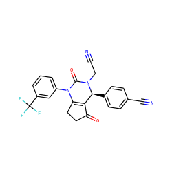 N#CCN1C(=O)N(c2cccc(C(F)(F)F)c2)C2=C(C(=O)CC2)[C@@H]1c1ccc(C#N)cc1 ZINC000224578714