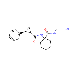 N#CCNC(=O)C1(NC(=O)[C@H]2C[C@@H]2c2ccccc2)CCCCC1 ZINC000169329185