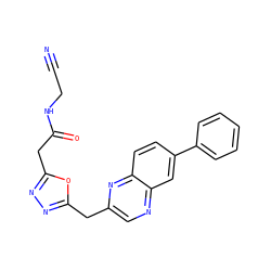 N#CCNC(=O)Cc1nnc(Cc2cnc3cc(-c4ccccc4)ccc3n2)o1 ZINC000149865359