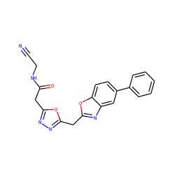 N#CCNC(=O)Cc1nnc(Cc2nc3cc(-c4ccccc4)ccc3o2)o1 ZINC000147600468