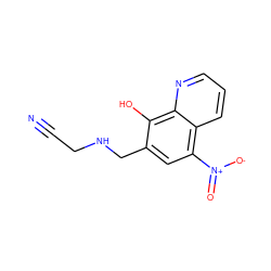 N#CCNCc1cc([N+](=O)[O-])c2cccnc2c1O ZINC000095595325