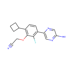 N#CCOc1c(C2CCC2)ccc(-c2cnc(N)cn2)c1F ZINC000224552396