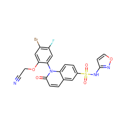 N#CCOc1cc(Br)c(F)cc1-n1c(=O)ccc2cc(S(=O)(=O)Nc3ccon3)ccc21 ZINC001772613124