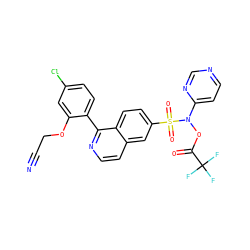 N#CCOc1cc(Cl)ccc1-c1nccc2cc(S(=O)(=O)N(OC(=O)C(F)(F)F)c3ccncn3)ccc12 ZINC000225106107