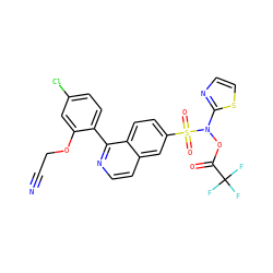 N#CCOc1cc(Cl)ccc1-c1nccc2cc(S(=O)(=O)N(OC(=O)C(F)(F)F)c3nccs3)ccc12 ZINC000261146730
