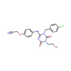 N#CCOc1ccc(Nc2nc(=O)n(CCO)c(=O)n2Cc2ccc(Cl)cc2)cc1 ZINC000200529756