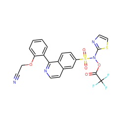 N#CCOc1ccccc1-c1nccc2cc(S(=O)(=O)N(OC(=O)C(F)(F)F)c3nccs3)ccc12 ZINC000261149900