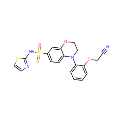 N#CCOc1ccccc1N1CCOc2cc(S(=O)(=O)Nc3nccs3)ccc21 ZINC000220220291