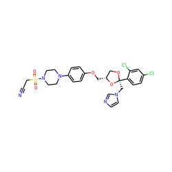 N#CCS(=O)(=O)N1CCN(c2ccc(OC[C@@H]3CO[C@@](Cn4ccnc4)(c4ccc(Cl)cc4Cl)O3)cc2)CC1 ZINC000212361045
