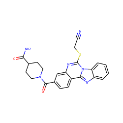 N#CCSc1nc2cc(C(=O)N3CCC(C(N)=O)CC3)ccc2c2nc3ccccc3n12 ZINC000002970635