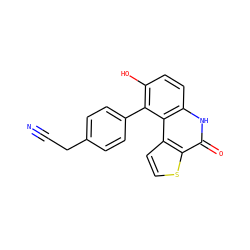N#CCc1ccc(-c2c(O)ccc3[nH]c(=O)c4sccc4c23)cc1 ZINC000149755488