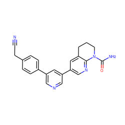 N#CCc1ccc(-c2cncc(-c3cnc4c(c3)CCCN4C(N)=O)c2)cc1 ZINC000221391353