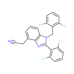 N#CCc1cccc2c1nc(-c1c(F)cccc1F)n2Cc1c(F)cccc1F ZINC000013518727