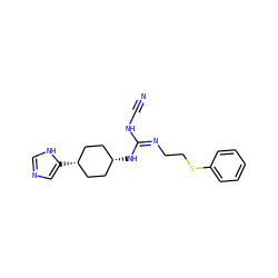 N#CN/C(=N/CCSc1ccccc1)N[C@H]1CC[C@@H](c2cnc[nH]2)CC1 ZINC000653859705