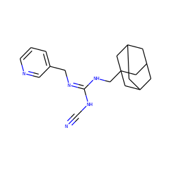 N#CN/C(=N/Cc1cccnc1)NCC12CC3CC(CC(C3)C1)C2 ZINC001772638125