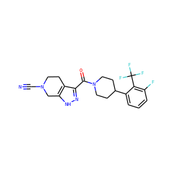 N#CN1CCc2c(C(=O)N3CCC(c4cccc(F)c4C(F)(F)F)CC3)n[nH]c2C1 ZINC001772601814