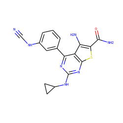 N#CNc1cccc(-c2nc(NC3CC3)nc3sc(C(N)=O)c(N)c23)c1 ZINC000073222465
