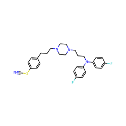 N#CSc1ccc(CCCN2CCN(CCCN(c3ccc(F)cc3)c3ccc(F)cc3)CC2)cc1 ZINC000028636669