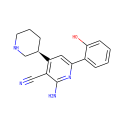 N#Cc1c([C@@H]2CCCNC2)cc(-c2ccccc2O)nc1N ZINC000028347167
