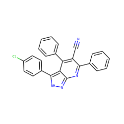 N#Cc1c(-c2ccccc2)nc2n[nH]c(-c3ccc(Cl)cc3)c2c1-c1ccccc1 ZINC001772637543