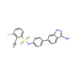 N#Cc1c(Cl)cccc1S(=O)(=O)Nc1ccc(-c2ccc3c(N)n[nH]c3c2)cc1 ZINC000299835191