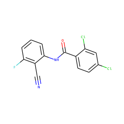 N#Cc1c(F)cccc1NC(=O)c1ccc(Cl)cc1Cl ZINC000000139255