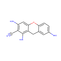 N#Cc1c(N)cc2c(c1N)Cc1cc(N)ccc1O2 ZINC000473244370